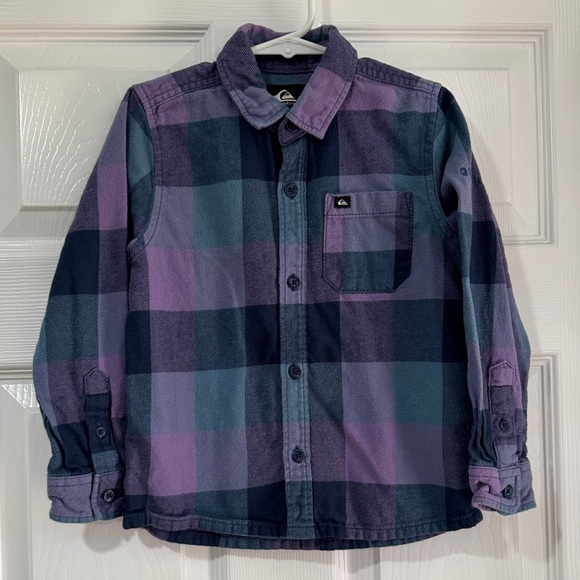 Quiksilver Kids Checkered Shirt - Purple and Navy - Picture 1 of 2